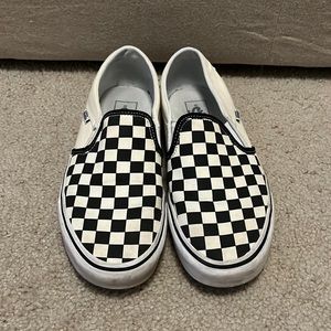 Black and white checkered slip on vans size 9.0.
